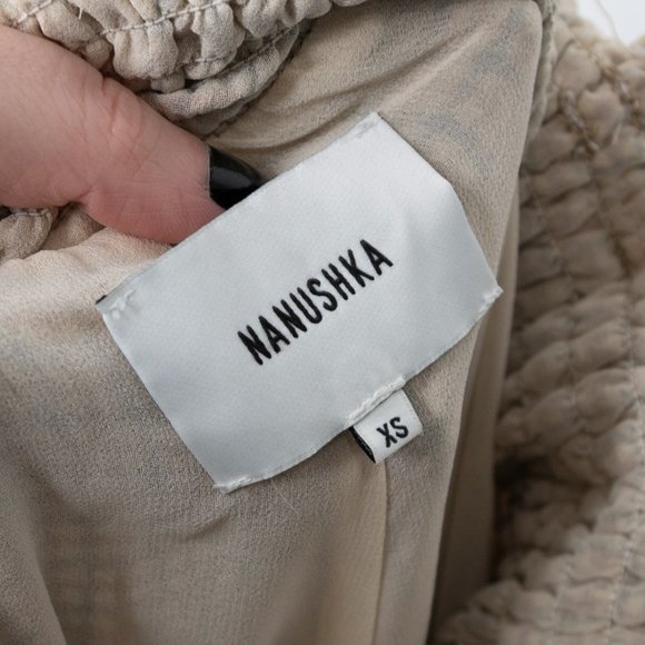 Nanushka Private Pant Houndstooth Check Wide Leg Smocked Waist J25 - Picture 10 of 11